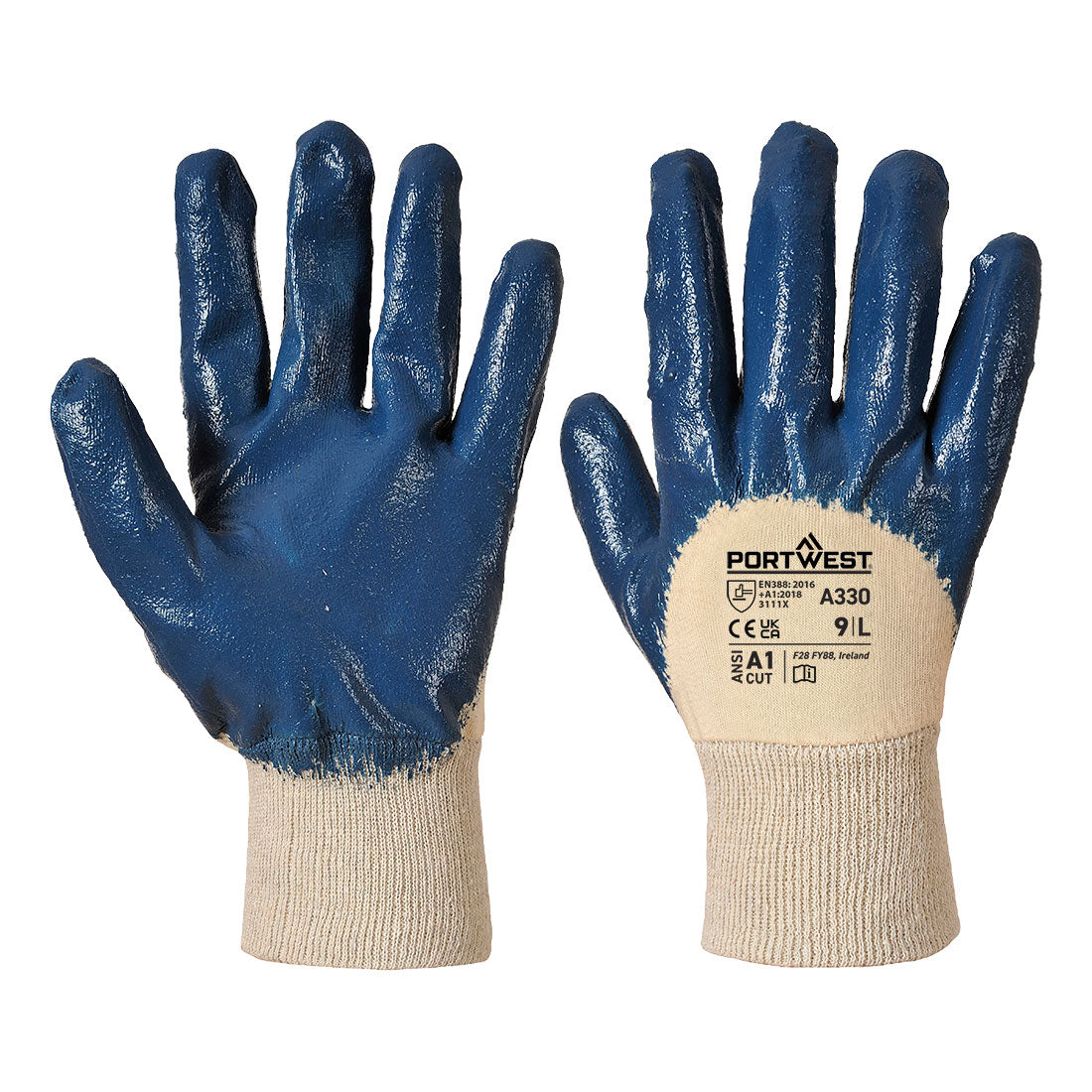 Lightweight nitrile glove with knitted cuff