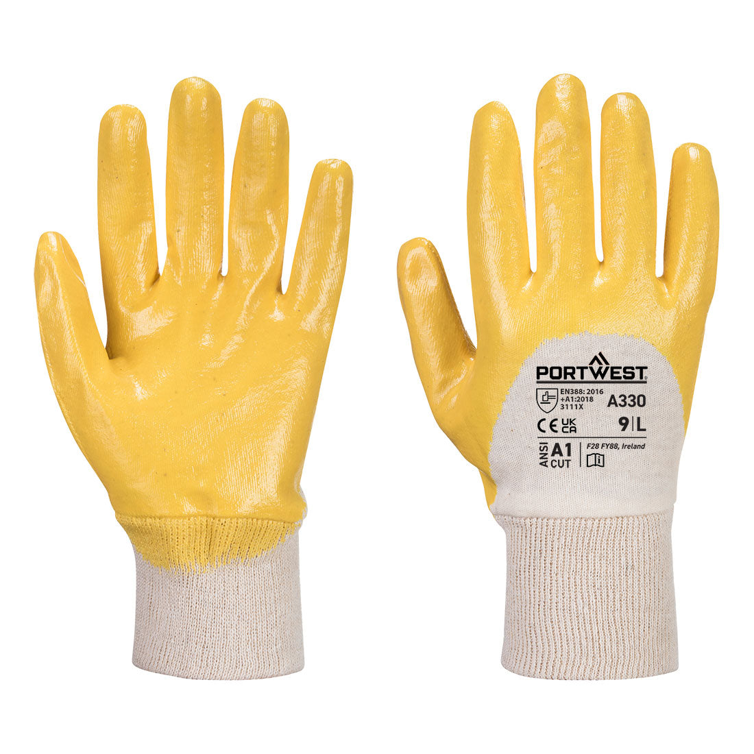 Lightweight nitrile glove with knitted cuff