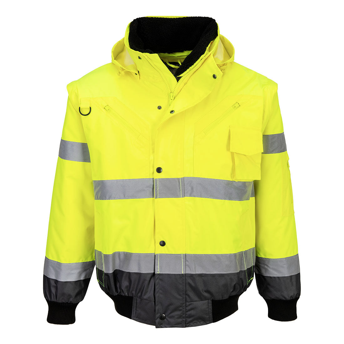 Kontrast-Warnschutz-Bomberjacke 3-in-1
