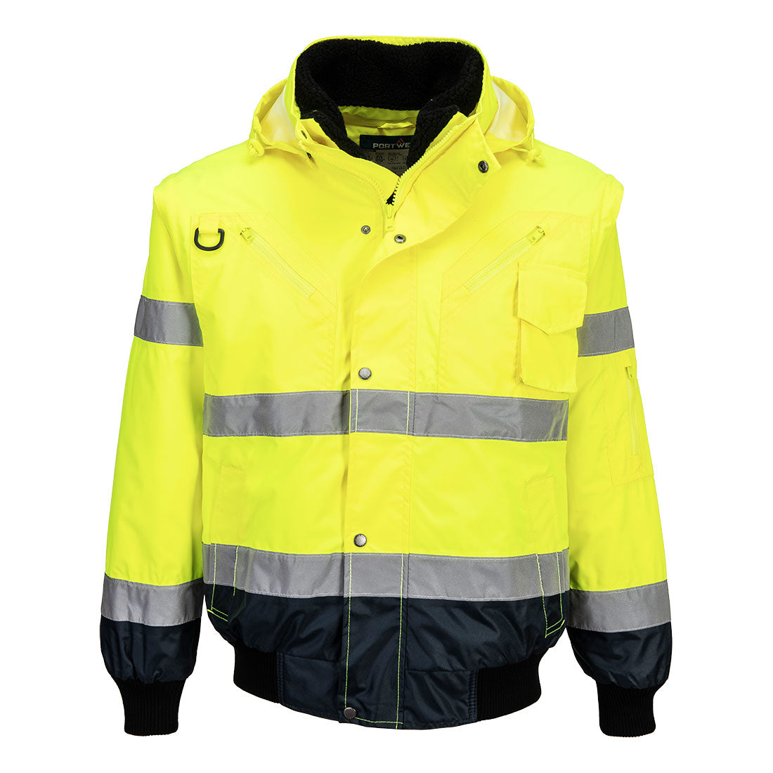 Kontrast-Warnschutz-Bomberjacke 3-in-1