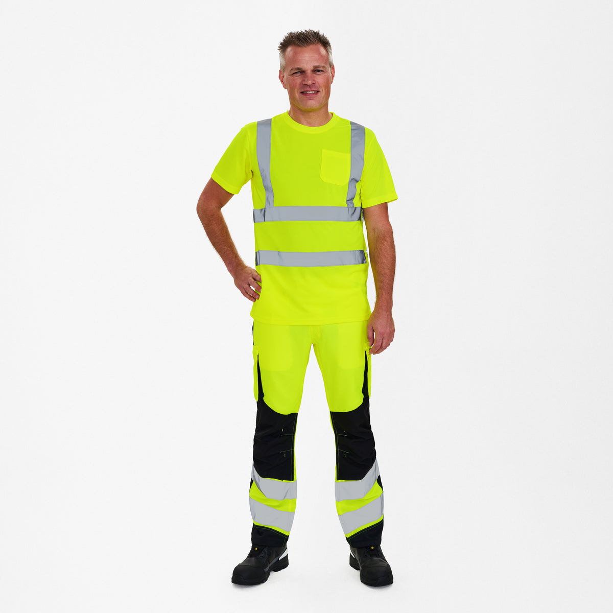 Ostrzegawczy T-shirt z kieszenią na piersi