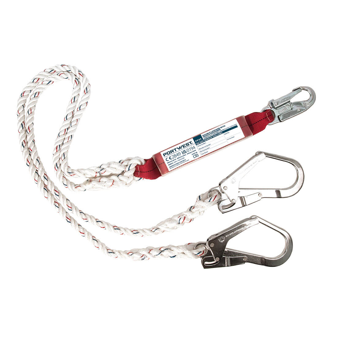 Double lanyard with shock absorber