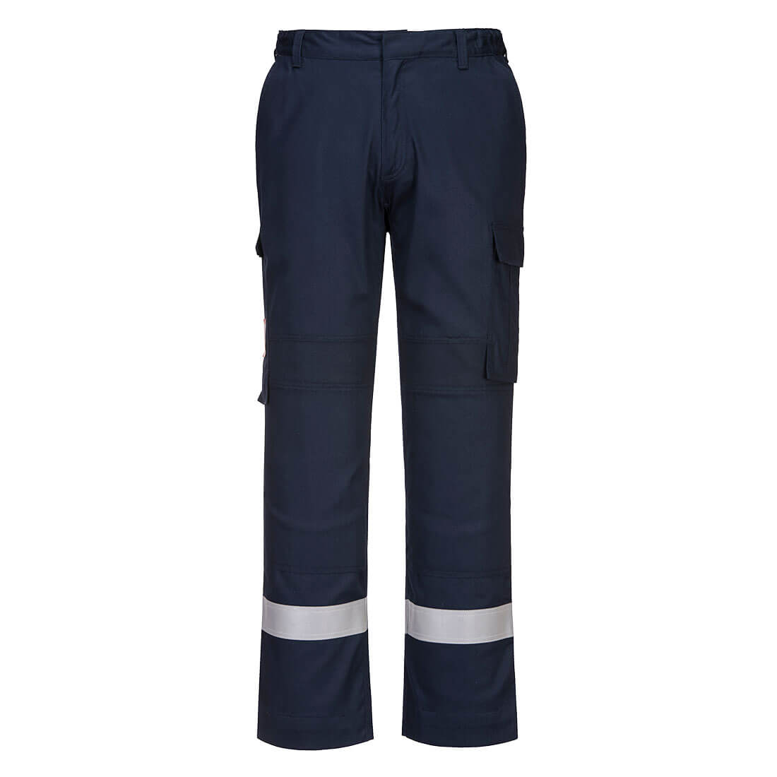 Lightweight flame-resistant trousers with stretch panels