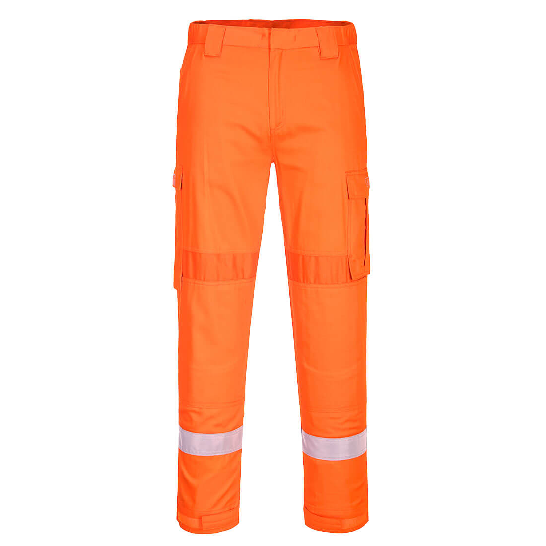 Lightweight flame-resistant trousers with stretch panels