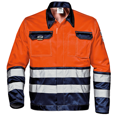 Short work jacket VELVET COLOR, warning orange/blue