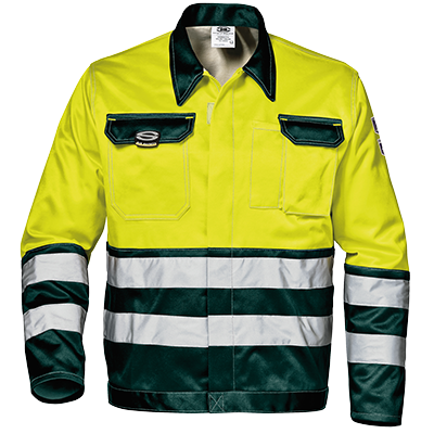 Short work jacket VELVET COLOR, warning yellow/green