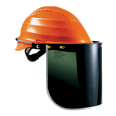 MESH face shield for helmet, green polycarbonate
