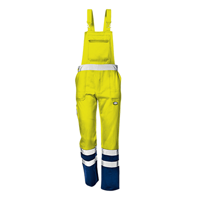 Bib trousers VELVET COLOR, hi-vis yellow/blue