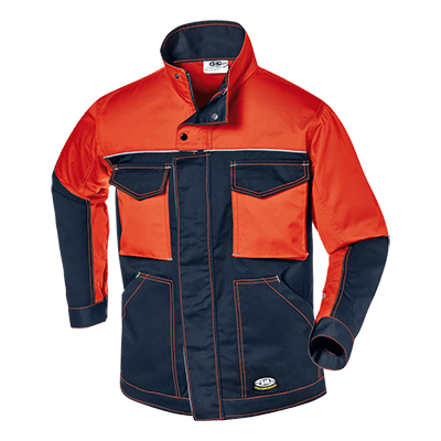 Work jacket FUSION FUSTIAN, blue/hi-vis orange