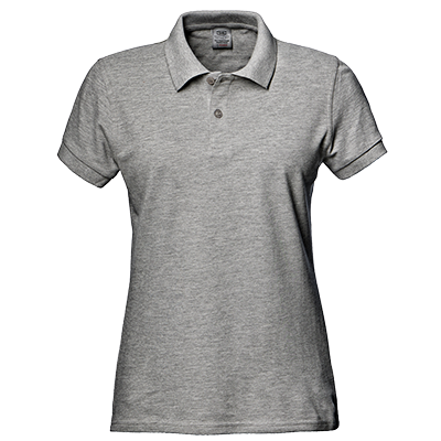 Women's short sleeve polo shirt PIQUET, heather grey