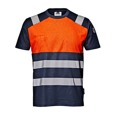 T-Shirt CONTRAST, blau/orange