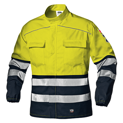 Work jacket SUPERTECH, hi-vis yellow-blue