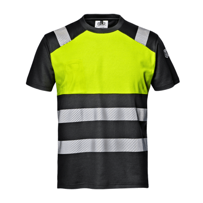 T-Shirt CONTRAST, schwarz/warn-gelb