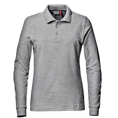 Women's long-sleeve polo shirt, grey melange