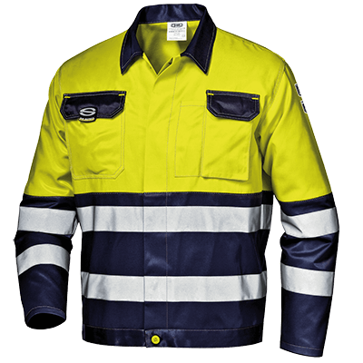 MISTRAL COLOR short work jacket, hi-vis yellow/blue