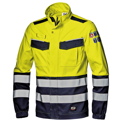 Work jacket STRETCH SUPERTECH, hi-vis yellow-blue