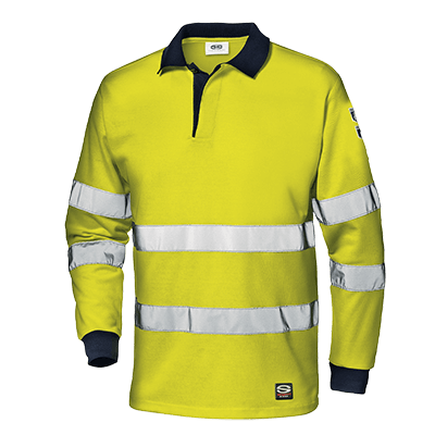 Polo shirt SUPERTECH, high-visibility yellow-blue
