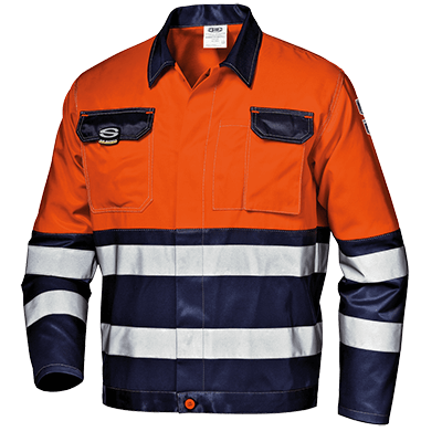 MISTRAL COLOR Kurze Arbeitsjacke, warn-orange/blau