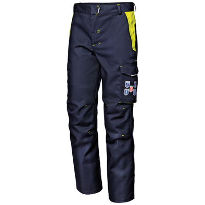 POLYTECH STRETCH work trousers, blue/hi-vis yellow