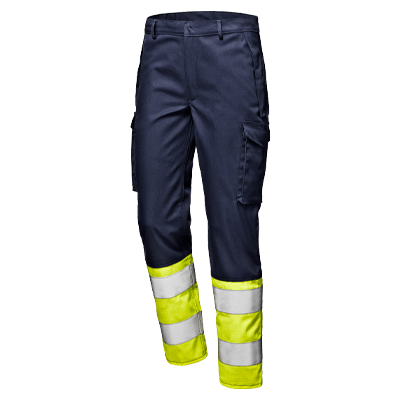 Work trousers POLYTECH cl 1, blue/hi-vis yellow