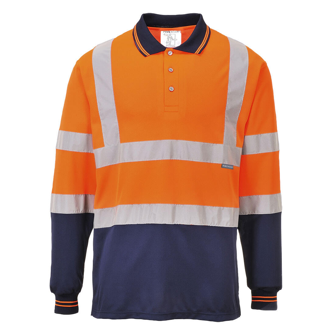 Zweifarbiges Langarm-Poloshirt