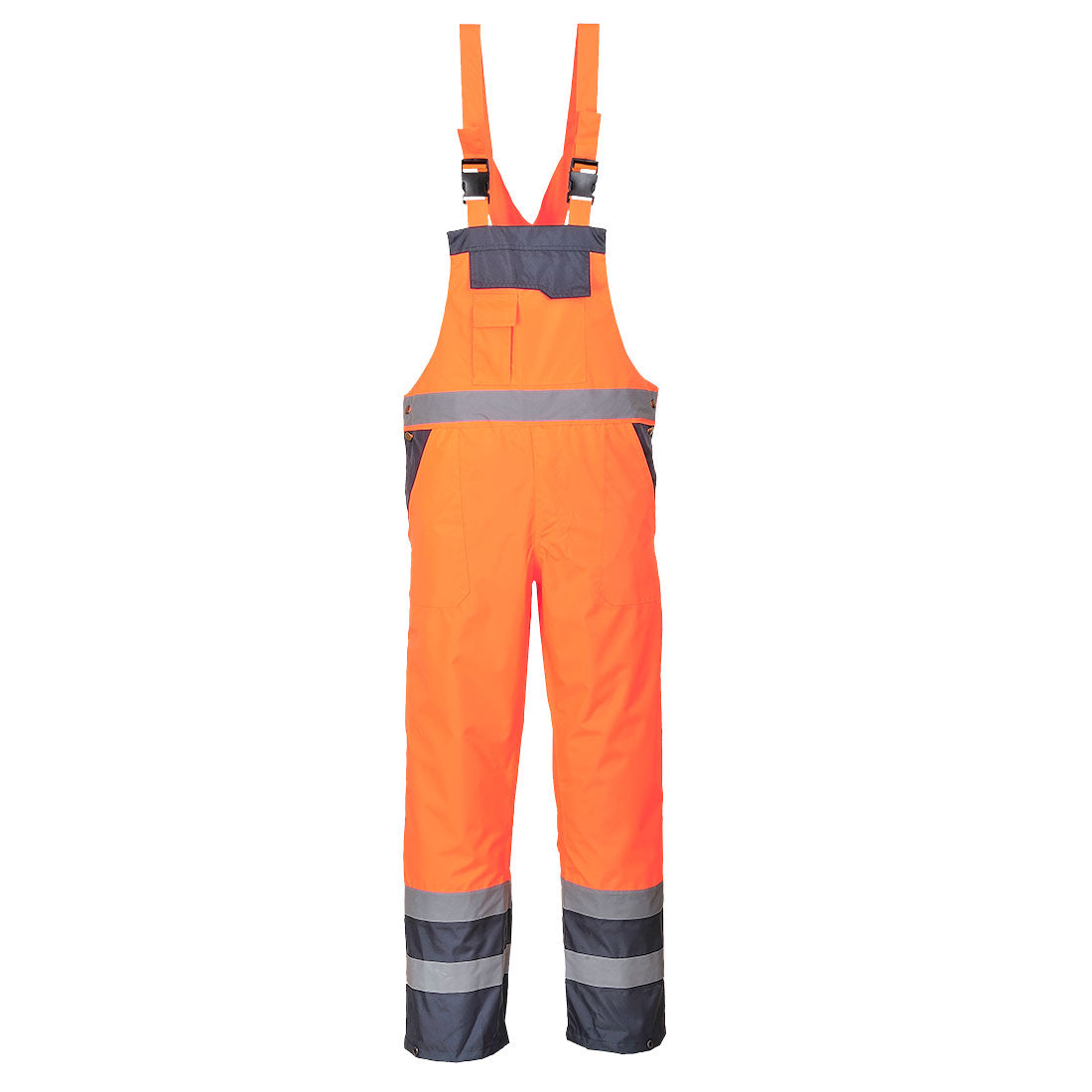 Hi-vis contrast bib and brace trousers unlined