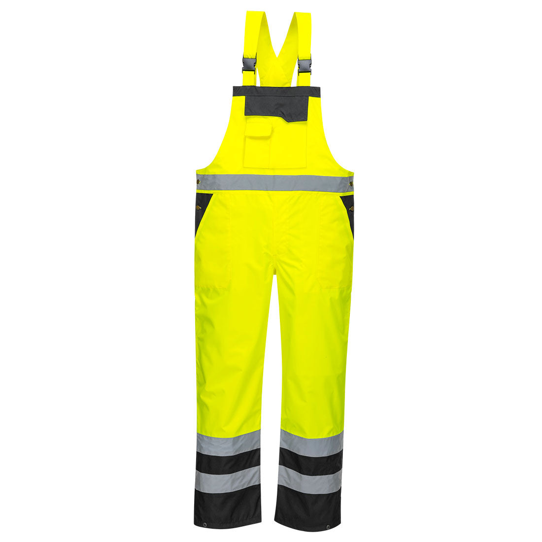 Hi-vis contrast bib and brace trousers unlined
