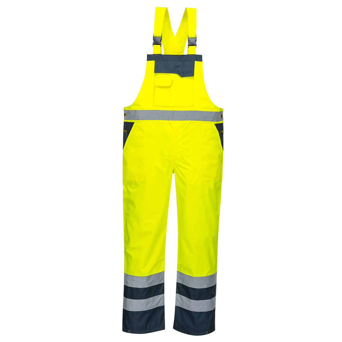 Hi-vis contrast bib and brace trousers unlined